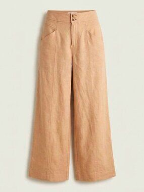 Modern Citizen Amelia Contrast-Stitch Taupe Wide-Leg Pants - M